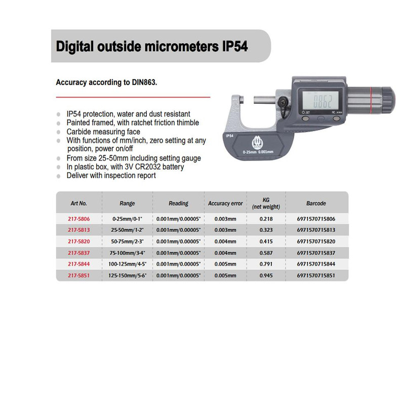 میکرومتر ورکا مدل 5806 گستره 0-25  میلیمتری