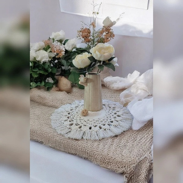 رومیزی مکرومه مدل گره‌نگار کد 0098