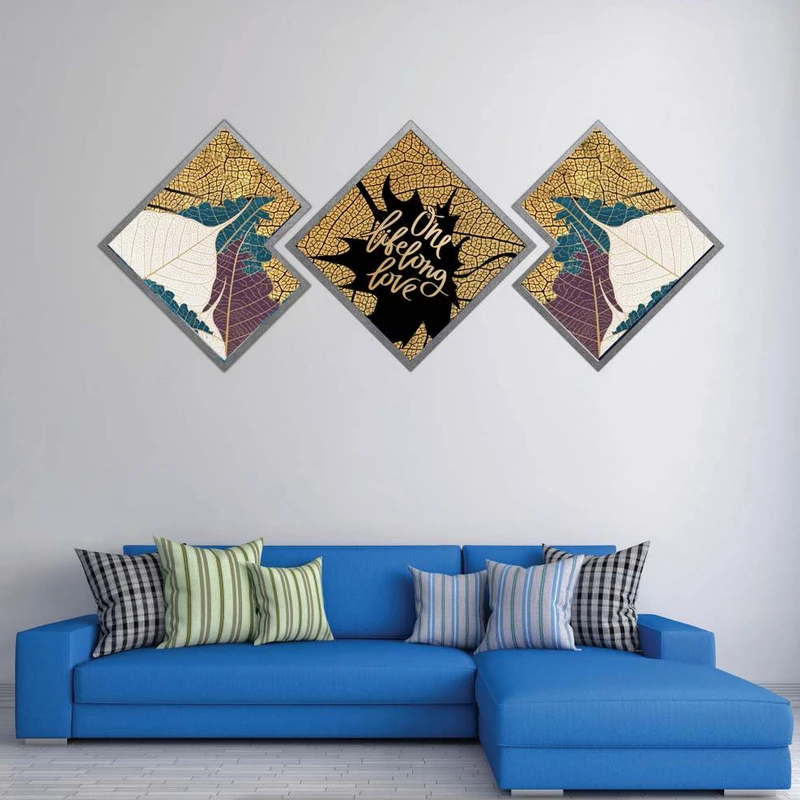 تابلو بکلیت طرح مدرن برگ مدل شاین اکلیلی SI-1962 مجموعه 3 عددی