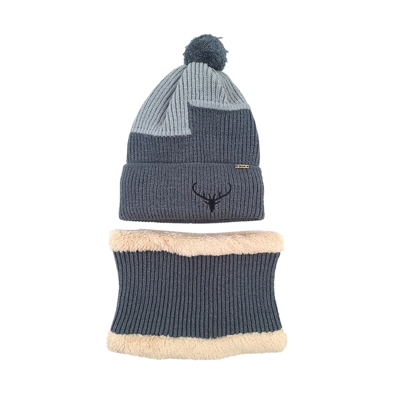 ست کلاه و شال گردن بافتنی سیلکا مدل گوزن کد 2075