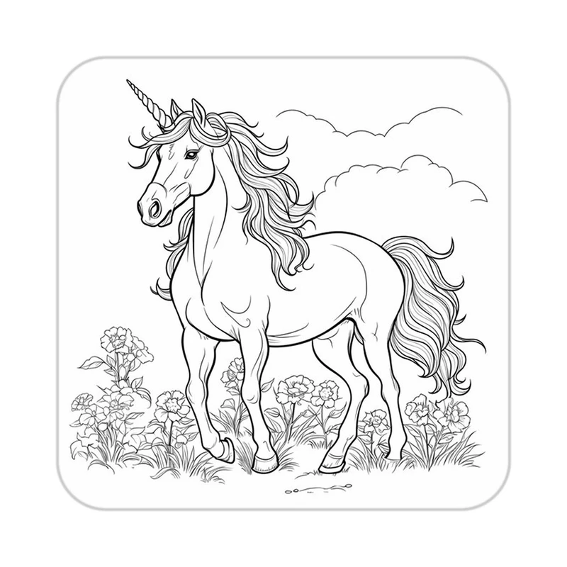 زیر لیوانی کاکتی طرح اسب تک شاخ و یونیکورن مدل mp31124