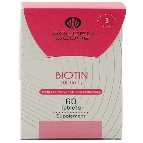قرص بیوتین 1000 میلی گرم گلدن اسکور بسته 60 عددی