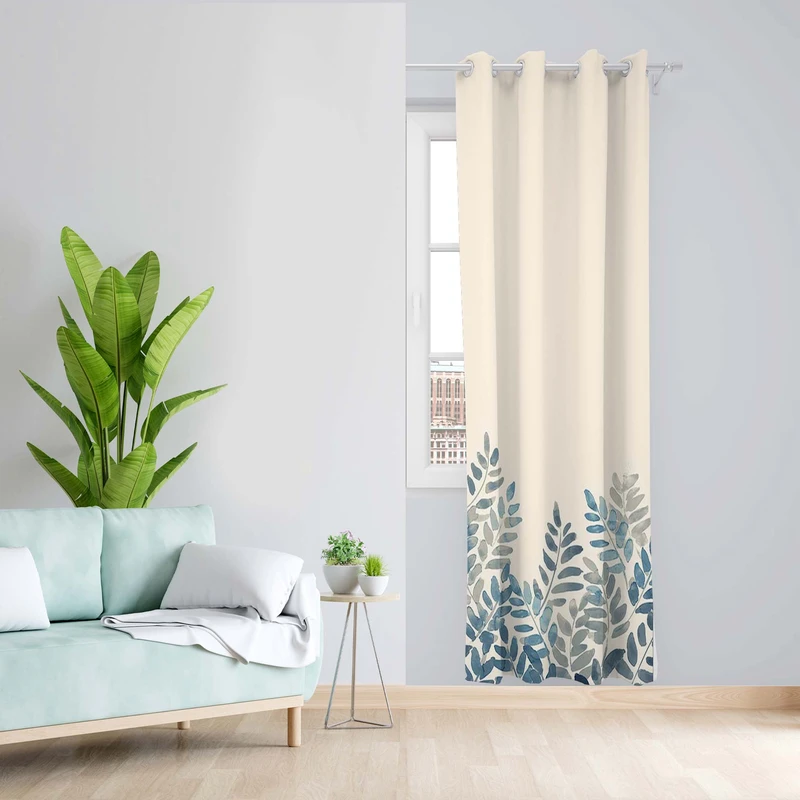 پرده طرح برگ مدل مخمل پانچی کد 1701 z سایز 140x200 سانتی متر