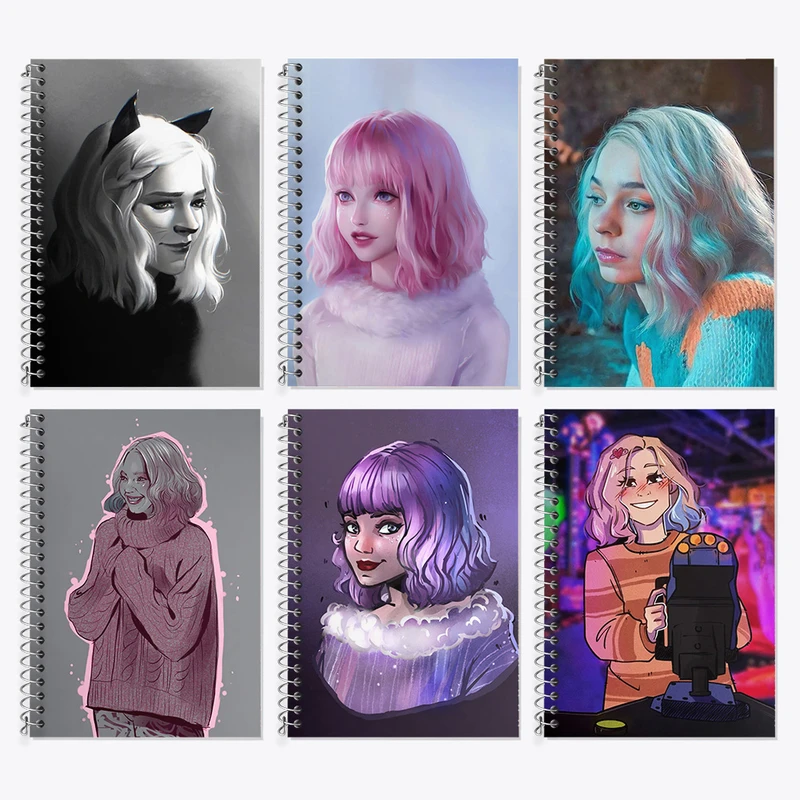 دفتر زبان 50 برگ خندالو مدل دو خط طرح ایند ونزدی (Wednesday) کد 728 مجموعه 6 عددی