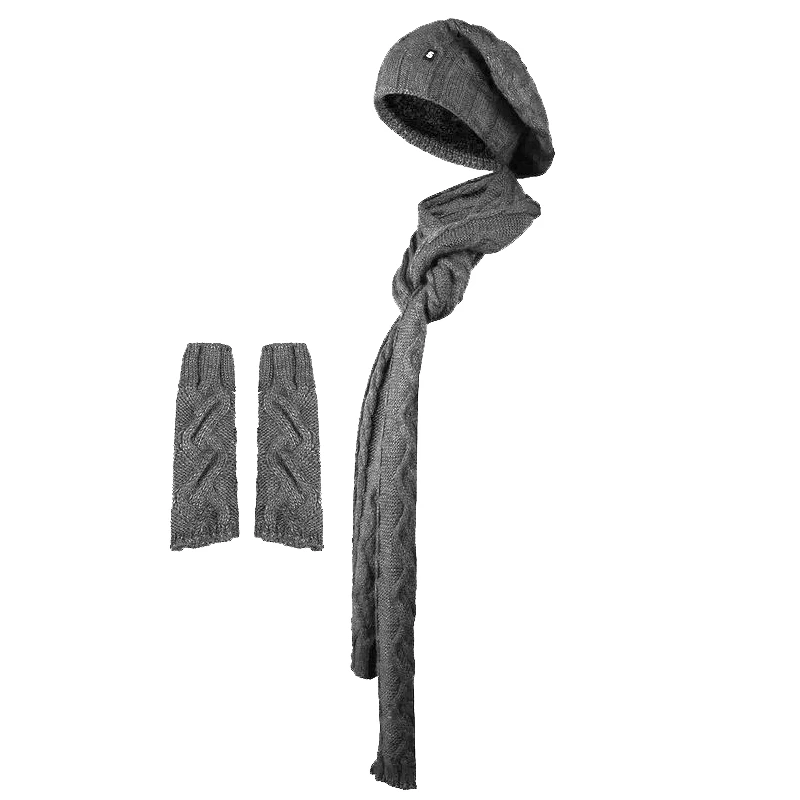 ست بافتنی کلاه و شال گردن و ساق دست کد 442