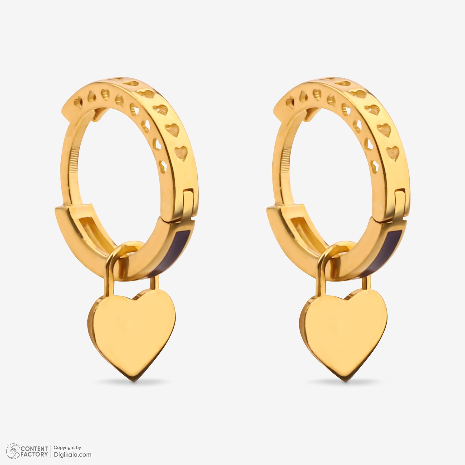 گوشواره حلقه‌ای طلا کم اجرت  18 عیار زنانه گلدم مدل E244029 -  - 4