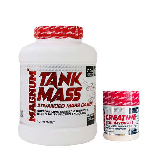 گینر تانک مس مگنوم - 2270 گرم به همراه کراتین مونوهیدرات مگنوم - 250 گرم