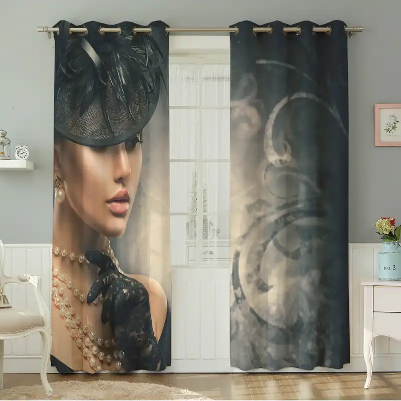 پرده نیروانا طرح چهره مدل مخمل کد 5228سایز 140×280 سانتی متر