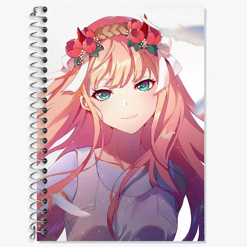 دفتر زبان 50 برگ خندالو مدل دو خط طرح زیروتو انیمه دارلینگ در فرنکس کد 11993