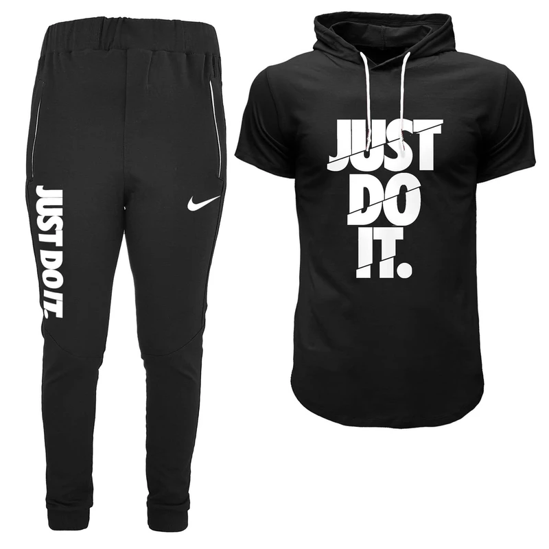 ست تی شرت کلاه دار و شلوار مردانه مدل 00404119