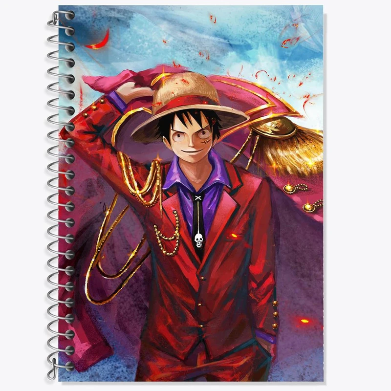 دفتر زبان 50 برگ خندالو مدل سه خط طرح لوفی انیمه وان پیس One Piece کد 17236