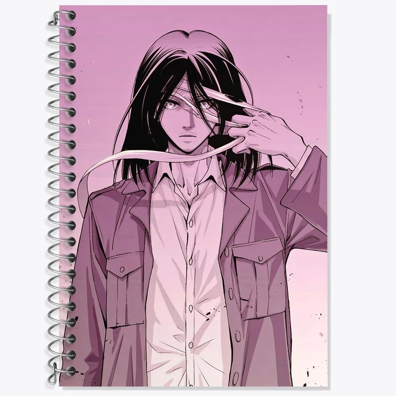 دفتر زبان 50 برگ خندالو مدل سه خط طرح ارن یگر انیمه اتک آن تایتان Attack on Titan کد 10975