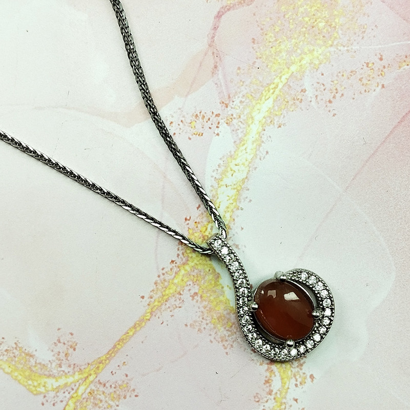 نیم ست نقره زنانه سلین کالا مدل عقیق سرخ کد 123