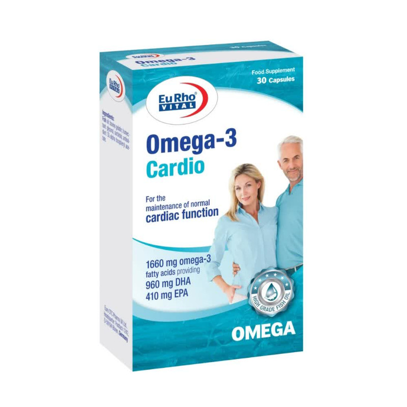 کپسول ژلاتینی امگا 3 کاردیو یوروویتال - 1600 میلی گرم بسته 30 عددی