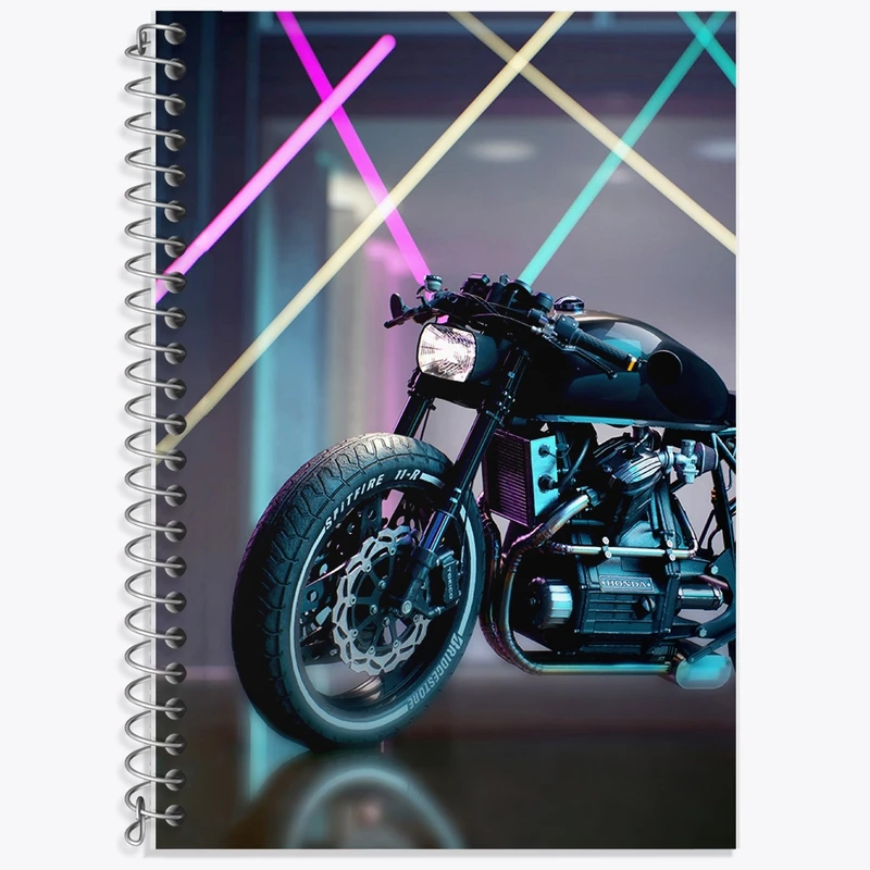 دفتر زبان 50 برگ خندالو مدل سه خط طرح موتور سیکلت (Motorcycle) کد F1020