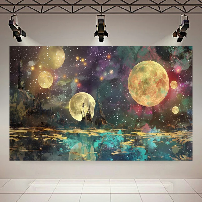  تابلو بوم طرح مخمل سیاره بیگانه مدل ماه های کامل کد AR3058280