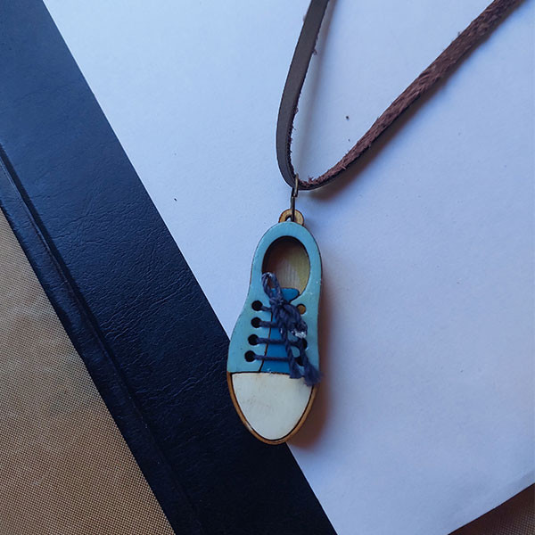 گردنبند مدل چوبی طرح کتانی کد NC159