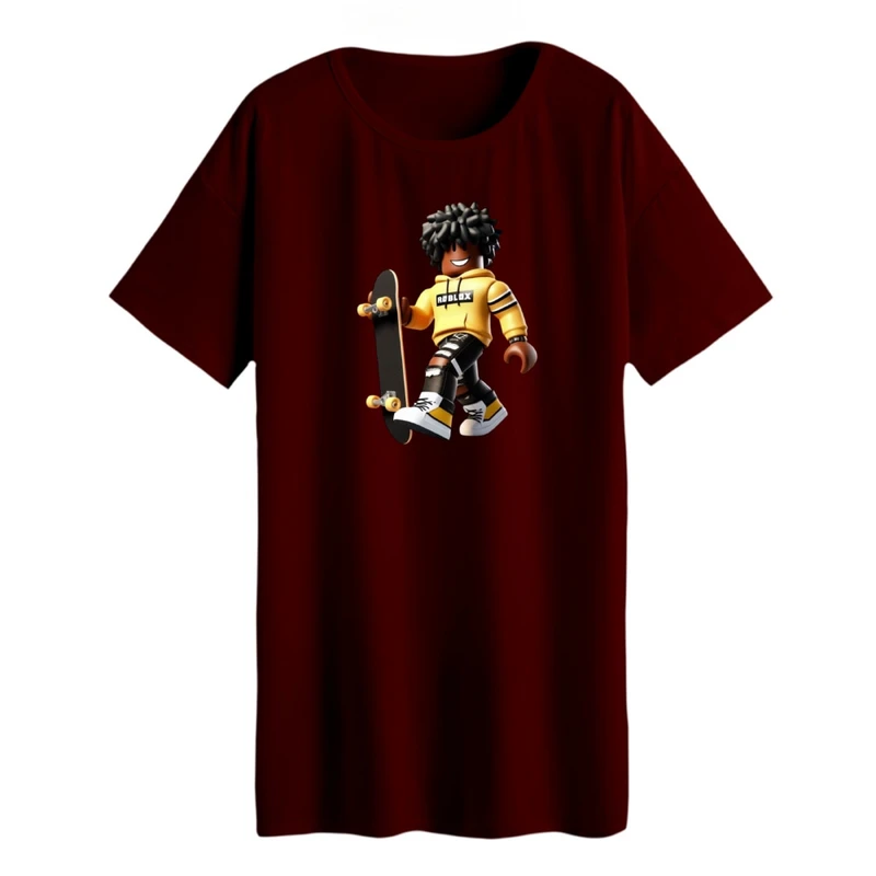 تی شرت لانگ زنانه مدل روبلاکس و اسکیت کد 2