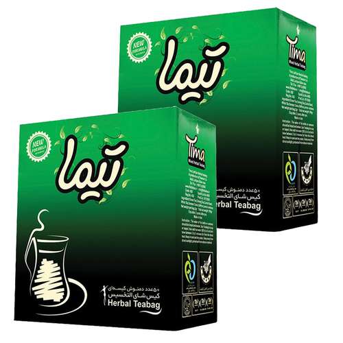 دمنوش کیسه ای لاغری تیما بسته 50 عددی مجموعه 2 عددی
