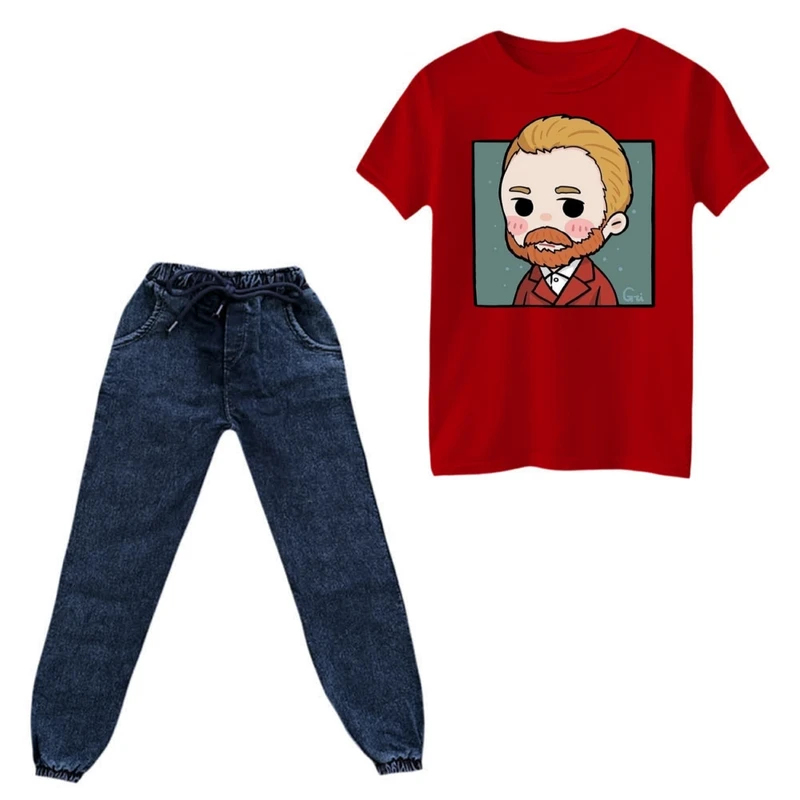 ست تی‌شرت و شلوار دخترانه مدل ونگوگ