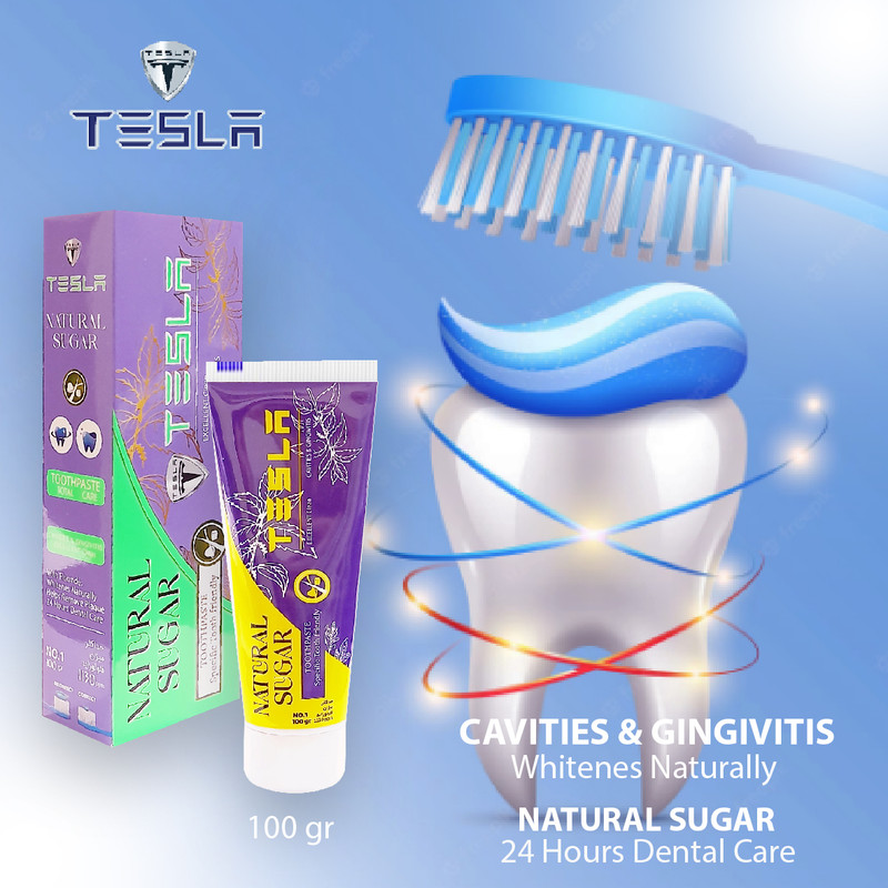 خمیر دندان تسلا مدل Natural Sugar وزن 100 گرم
