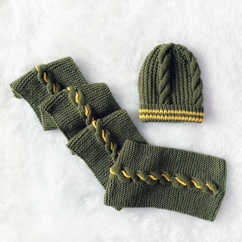 ست کلاه و شال گردن بافتنی پسرانه مدل  yt20