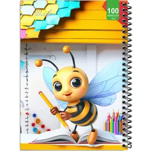 دفتر نقاشی 100 برگ بله طرح فانتزی زنبور نقاش کد A4-N450