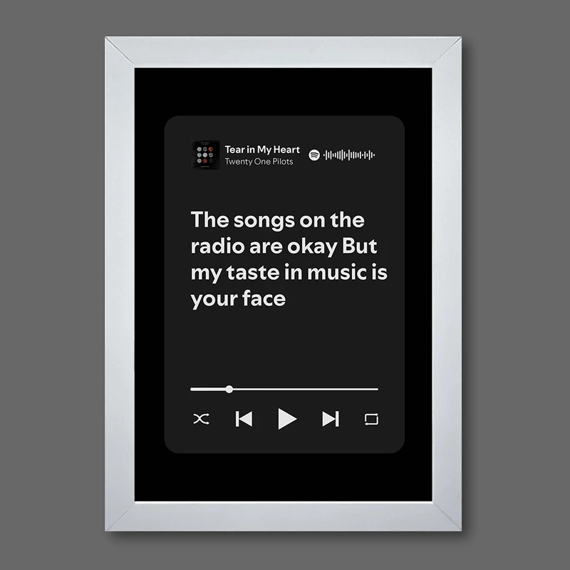 تابلو موزیکال مدل متن دار طرح Tear in My Heart by Twenty One Pilots