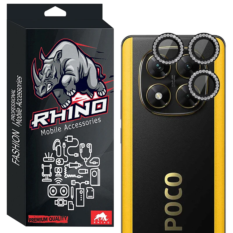محافظ لنز دوربین شیشه ای راینو مدل Diamond Ring مناسب برای گوشی موبایل شیائومی Poco X7