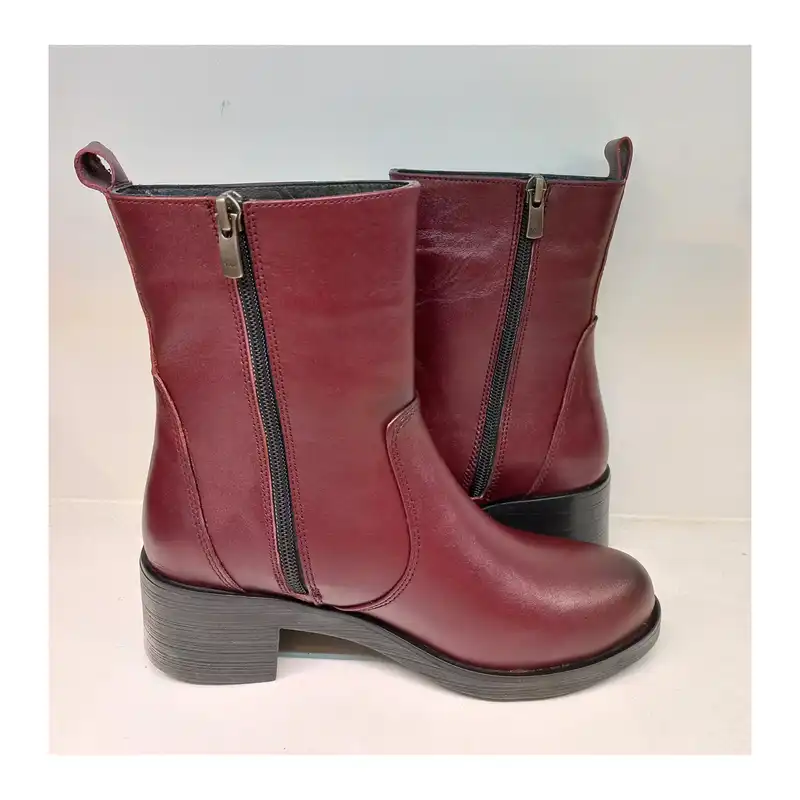 نیم بوت زنانه سرزمین چرم کد 145328 رنگ زرشکی