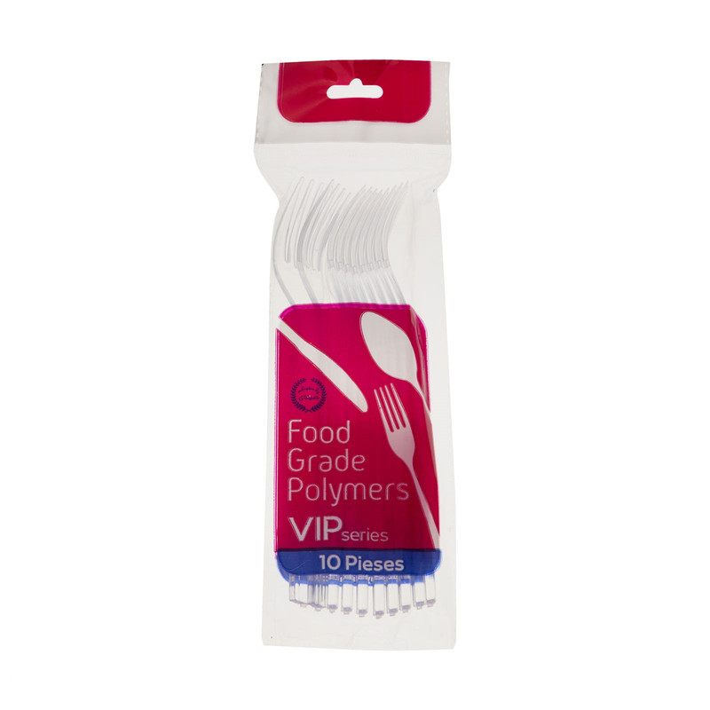 چنگال یکبار مصرف پلاستیک صیادی مدل VIP robel بسته 20 عددی