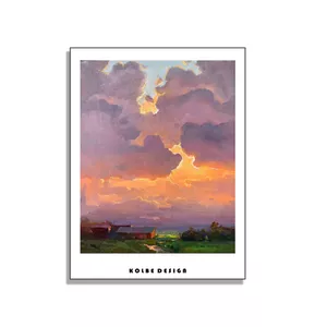 کارت پستال کلبه دیزاین طرح نقاشی روستا و آسمان کد POST 2085