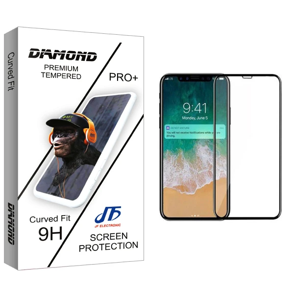 محافظ صفحه نمایش جی اف مدل Diamond glass مناسب برای گوشی موبایل اپل iPhone X