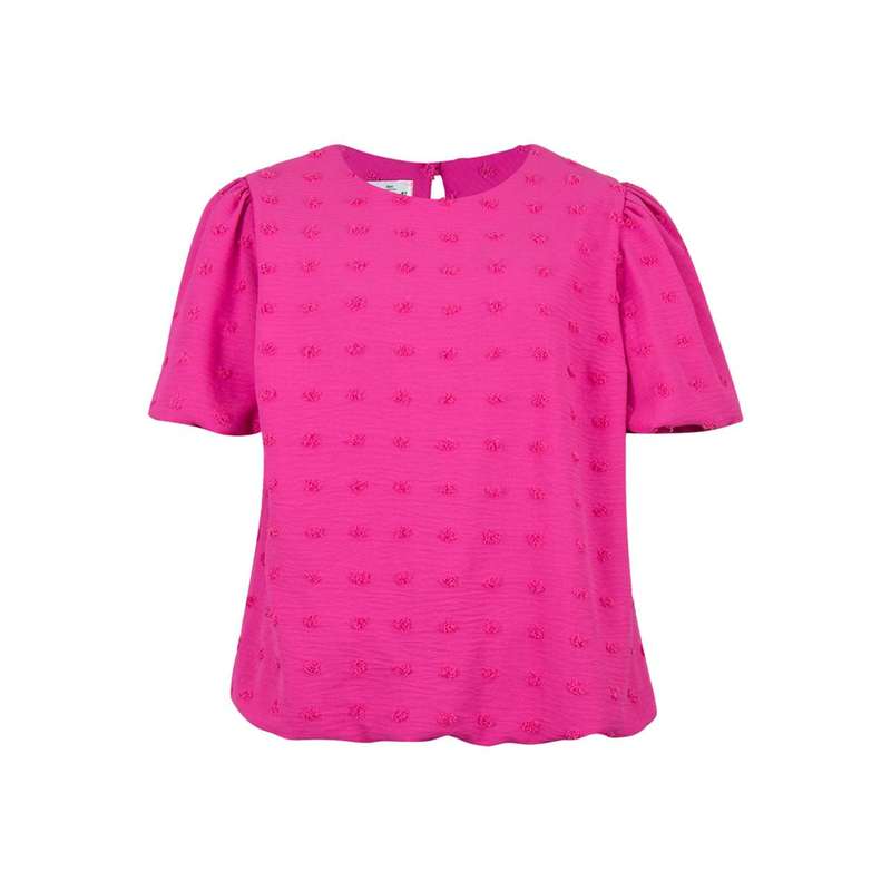 بلوز آستین کوتاه زنانه مدل کیسه ای توپی تمام ژاکارد