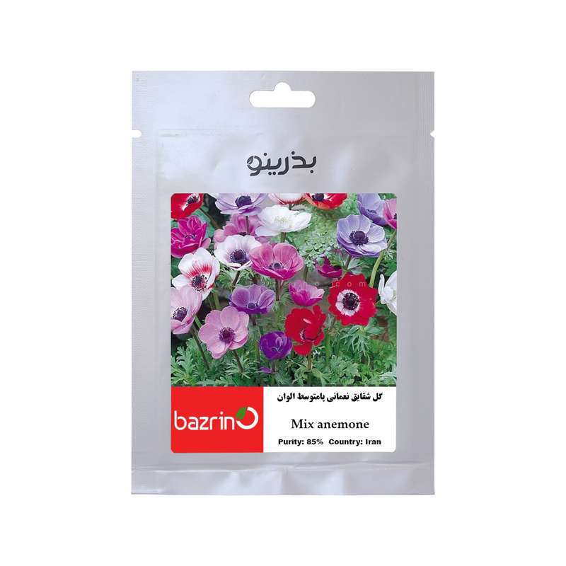 بذر گل شقایق نعمانی پامتوسط الوان بذرینو کد B-048