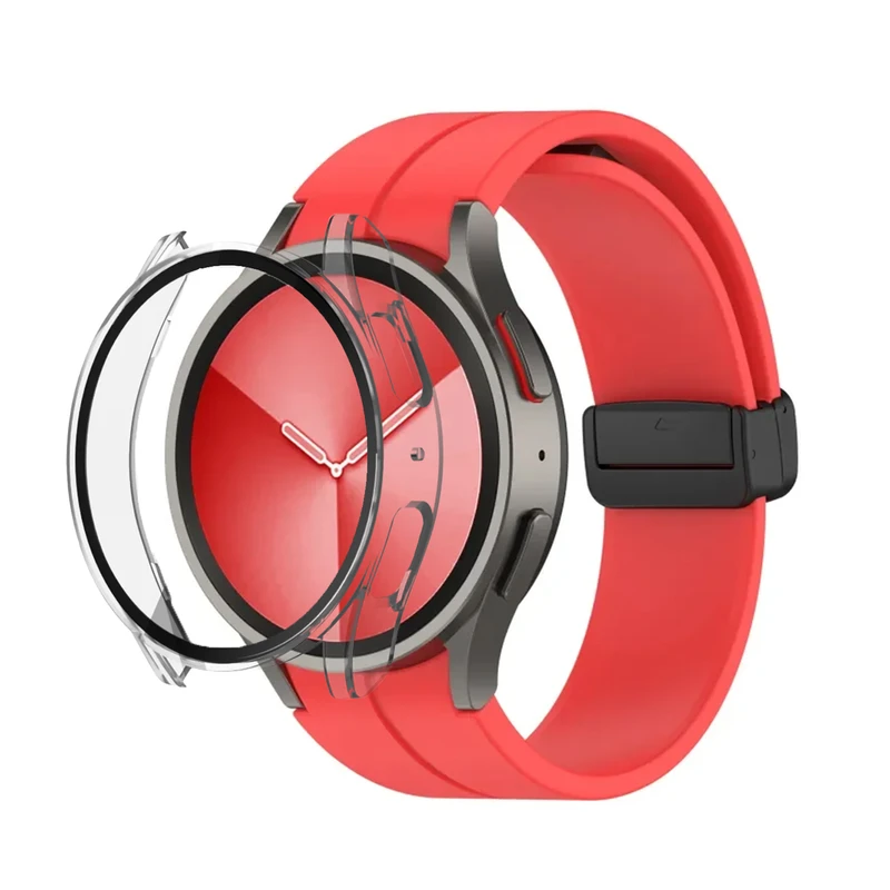 بند گوف مدل Clear Silicone Magnet مناسب برای ساعت هوشمند سامسونگ Galaxy Watch 7 40mm به همراه کاور