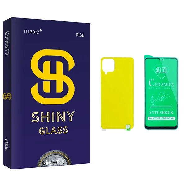 محافظ صفحه نمایش سرامیکی و پشت گوشی آتوچبو مدل Shiny Glass مناسب برای گوشی موبایل سامسونگ Galaxy A12