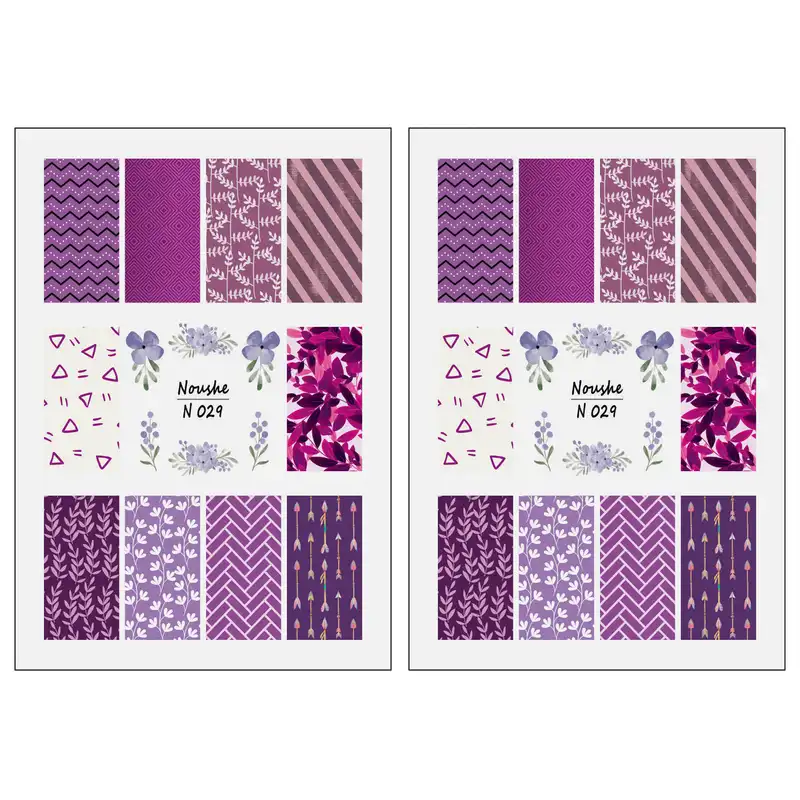 برچسب لنز ناخن مدل گل بنفش کد N029 مجموعه 2 عددی