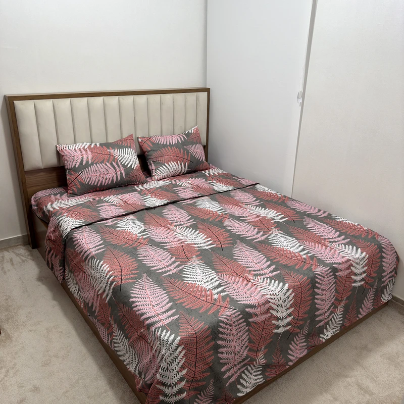 سرویس ملحفه ناتوسا مدل سرخس کد 180 دو نفره چهار تکه