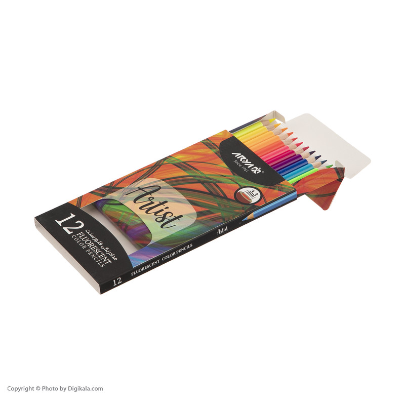 مداد رنگی 12 رنگ آریا مدل فلورسنت کد 3611