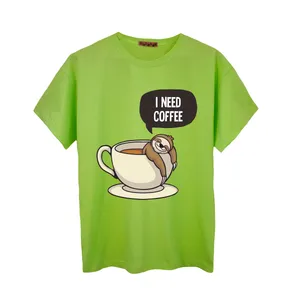 تی شرت آستین کوتاه زنانه مدل کافی رنگ سبز