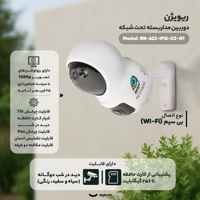 دوربین مداربسته بی‌سیم تحت شبکه ریویژن مدل RN-622-IPQ-D2-N1