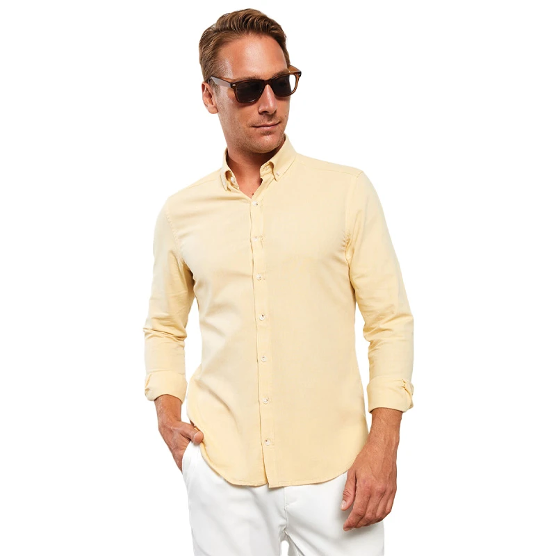 پیراهن آستین بلند یقه برگردان مردانه ال سی وایکیکی مدل W21969Z8