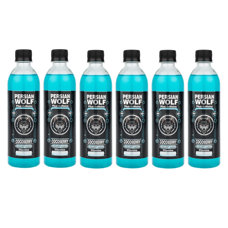 نوشیدنی انرژی‌زا بلوبری، نارگیل پرشین وولف پلاس - 500 میلی‌لیتر بسته 6 عددی