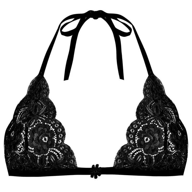 ست شورت و سوتین زنانه پانیذ مدل بندی گیپوری کد 9043 رنگ مشکی