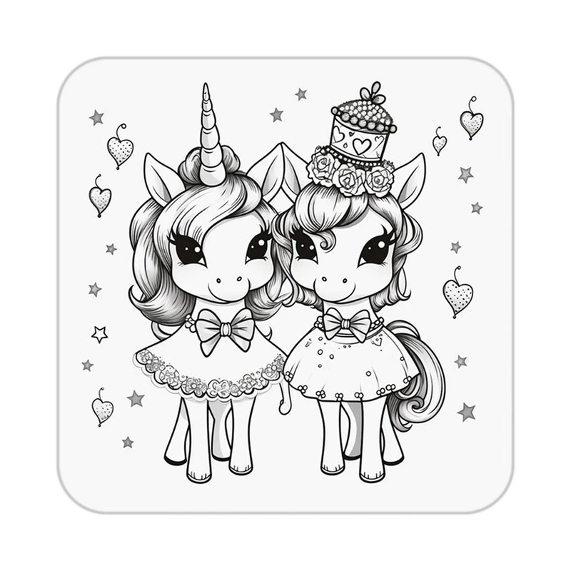 زیر لیوانی کاکتی طرح اسب تک شاخ و یونیکورن مدل mp30417