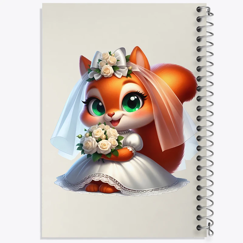 دفتر ژورنال نویسی 50 برگ خندالو مدل نقطه ای طرح سنجاب عروس کد F7697