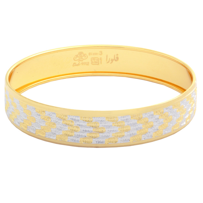 النگو طلا 18 عیار زنانه طلای مستجابی مدل آوا تراش دورنگ کد 04 سایز 4