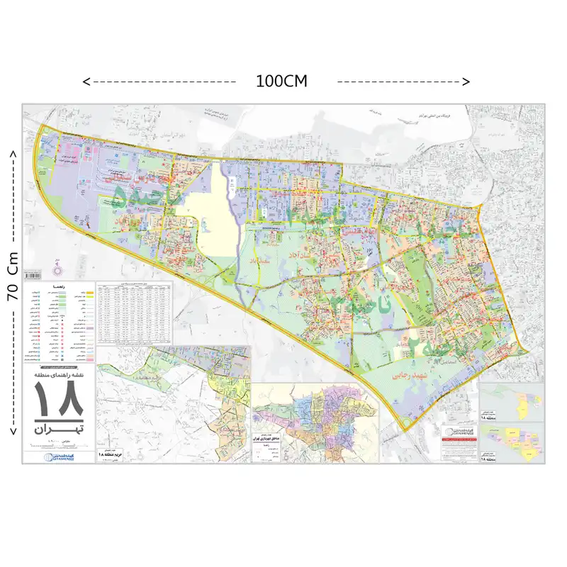 نقشه راهنمای منطقه 18 تهران گیتاشناسی نوین کد 1318