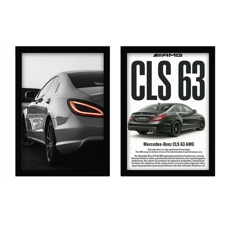 تابلو کار ادیت طرح بنز cls رنگ فریم مشکی مجموعه 2 عددی